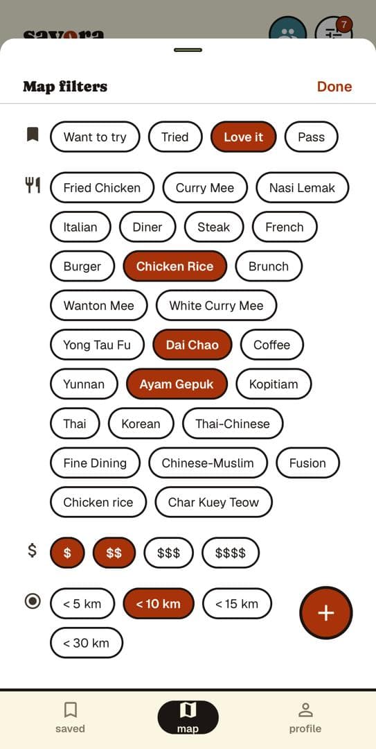 Filter by cuisine